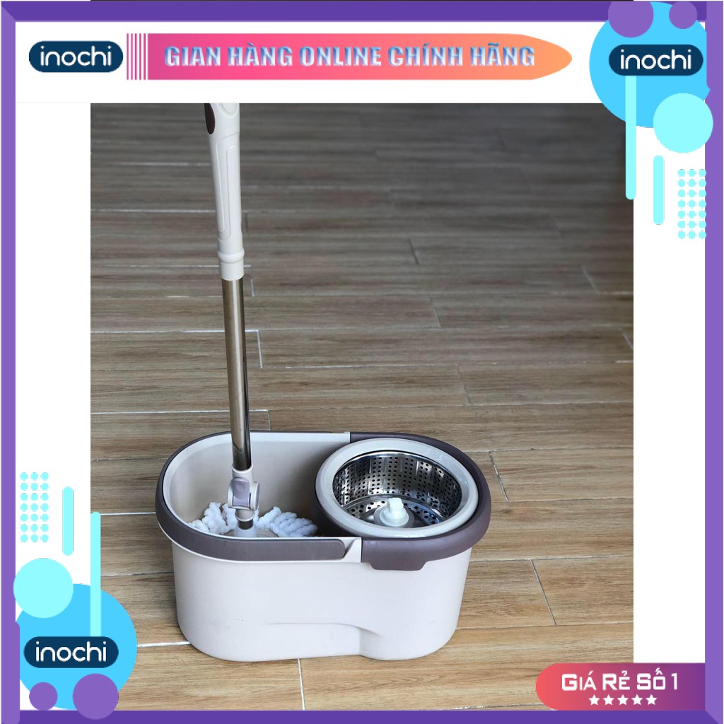 Bộ cây lau nhà xoay 360 độ lồng inox Inochi