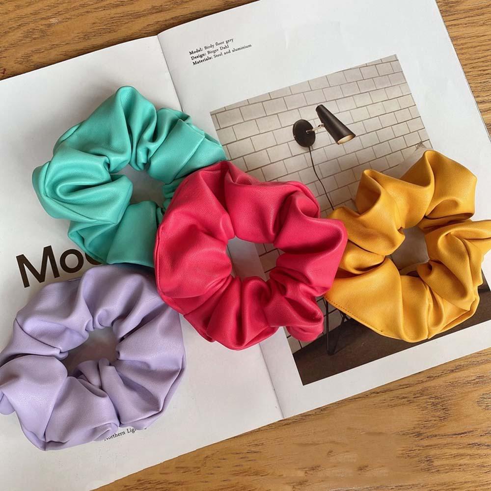 Dây Buộc Tóc Scrunchies Da PU Đơn Giản Phong Cách Pháp Cổ Điển Dễ Thương BACK2LIFE