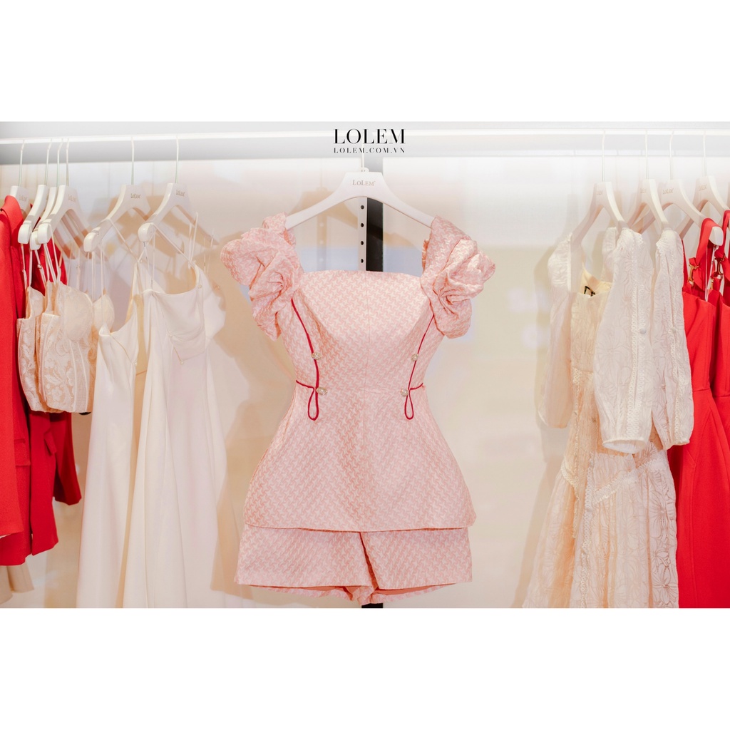 Set quần áo nữ LOLEM SQ045 quần short áo peplum vải gấm xốp thượng hạng mềm mịn