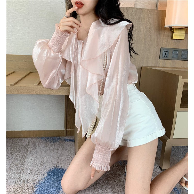 Áo sơmi vạt bèo hàn quốc- hàng cao cấp