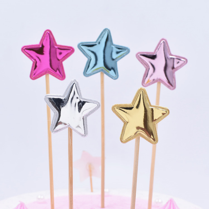 Set 5 que cắm trang trí bánh kem hình vương miện trái tim ngôi sao xinh xắn