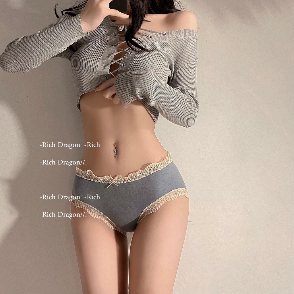 Quần lót Nữ Cotton lụa cao cấp thiết kế viền ren điệu đà thoáng mát mềm mại MÃ PS01