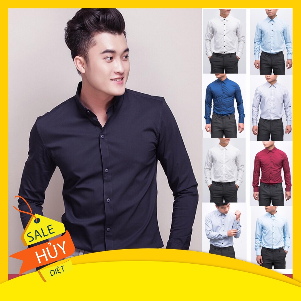 Áo sơmi đen nam không nhăn, Dáng ôm Hàn Quốc Body | BigBuy360 - bigbuy360.vn