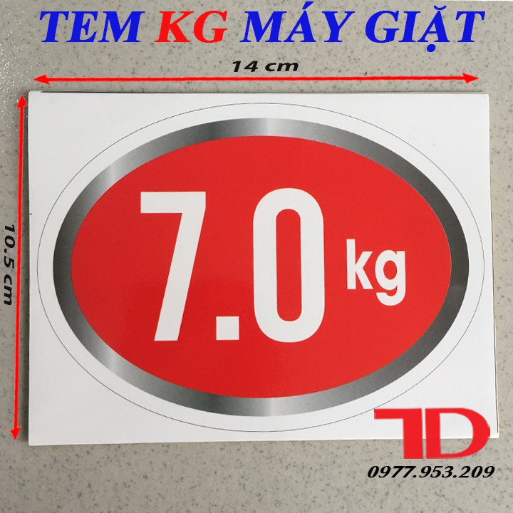 Tem KG Dán Máy Giặt Loại 7KG