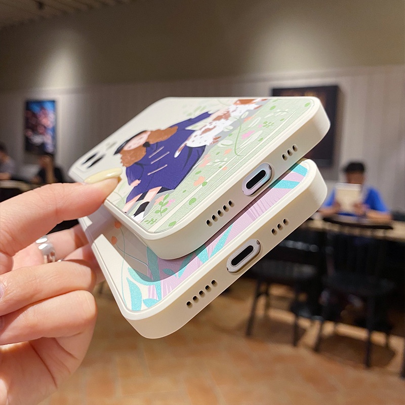Ốp lưng iphone Cô gái cạnh vuông dẻo ốp đt 6 7 8 plus x xsm 11 12 13 pro max e220