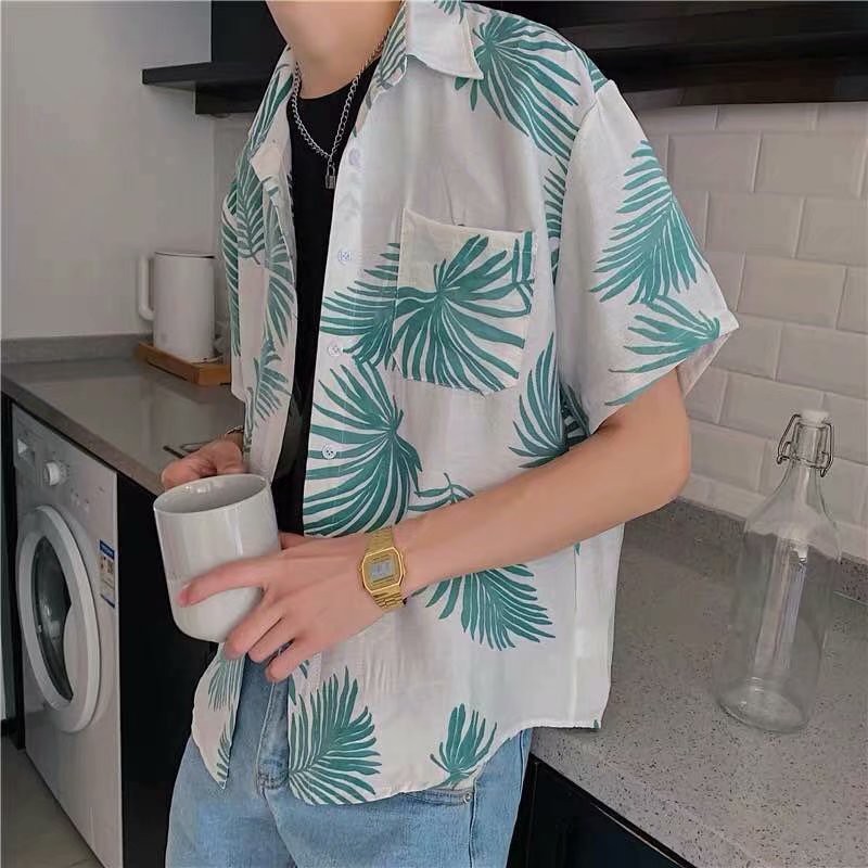 Áo Sơ Mi Tay Ngắn Thời Trang Đi Biển Phong Cách Hawaii Cá Tính Dành Cho Nam Size M-3Xl