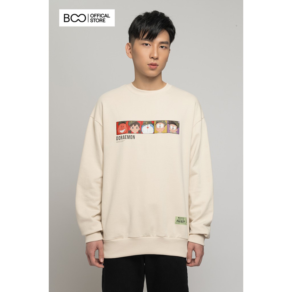 Áo Nỉ Không Mũ Nam Nữ Unisex BOO Dáng Oversize In Hình 5 Nhân Vật Doreamon Trước Ngực Lạ Mắt