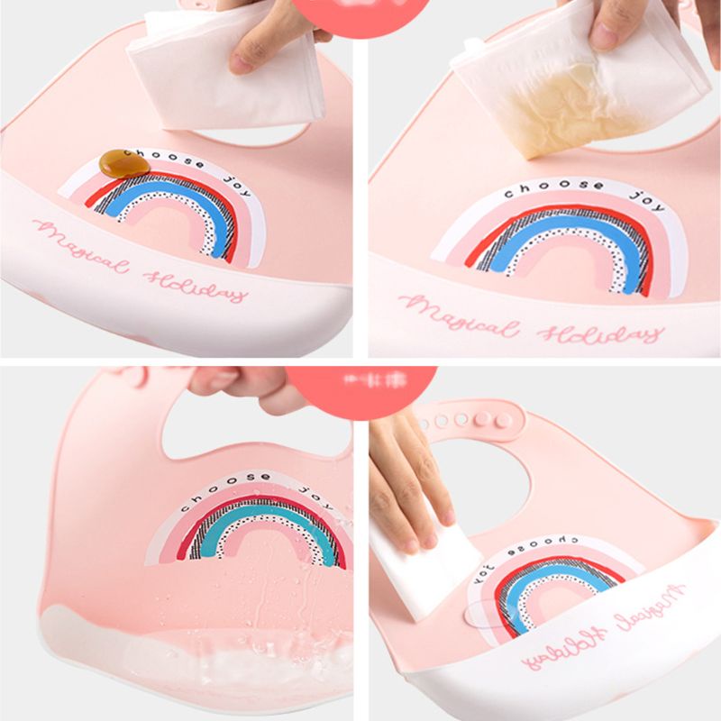 Yếm Ăn Silicone Chống Thấm Nước Có Túi Tiện Dụng