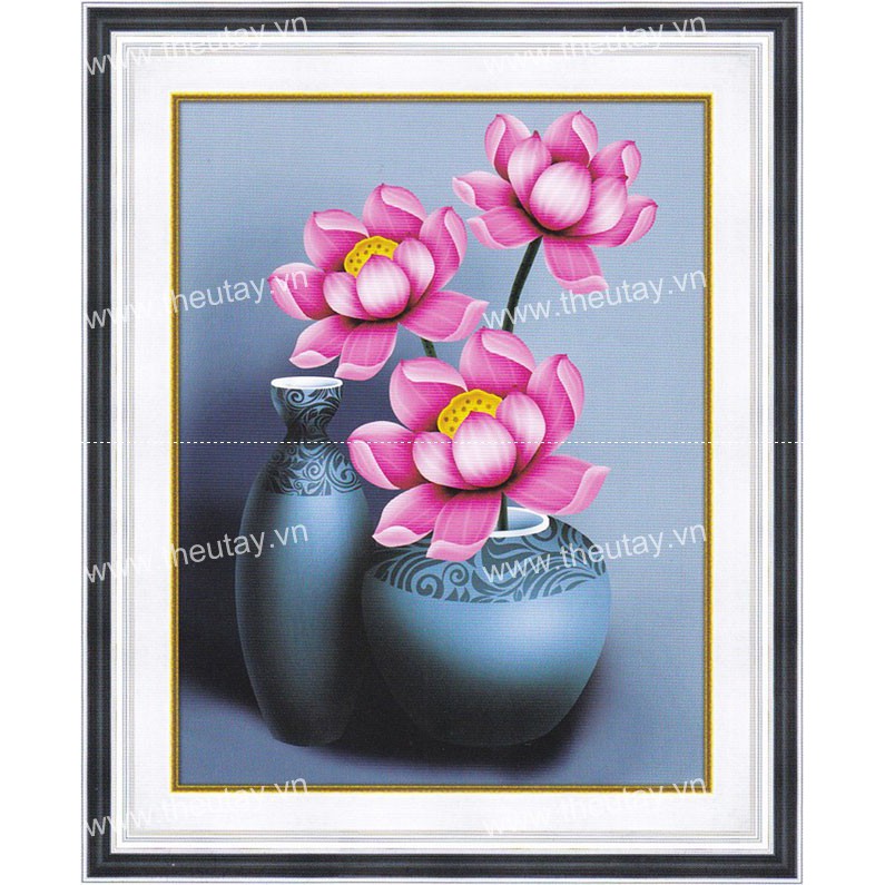 Tranh đính đá  ABC 3D Hoa Sen DF2561 (TRANH TỰ ĐÍNH) KT:50X65CM