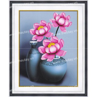 Tranh Đính Đá ABC 3D Hoa Sen DF2561 (KHÁCH TỰ ĐÍNH) KT:50X65CM