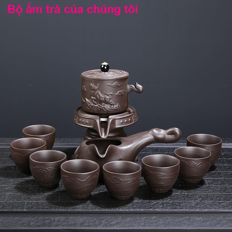 đồ ănBộ ấm trà lười cao cấp kung fu tự động Máy pha đá cát tím gia dụng xoay bán