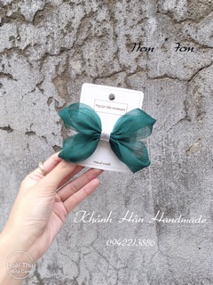 Kẹp tóc nơ xanh size 11cm * 7cm