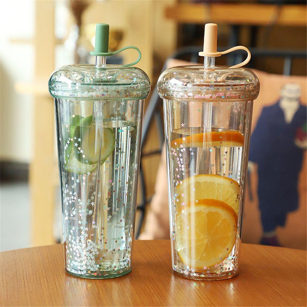 Bình Nước Hai Lớp Kèm Ống Hút Dung Tích 320 / 420 / 520ML