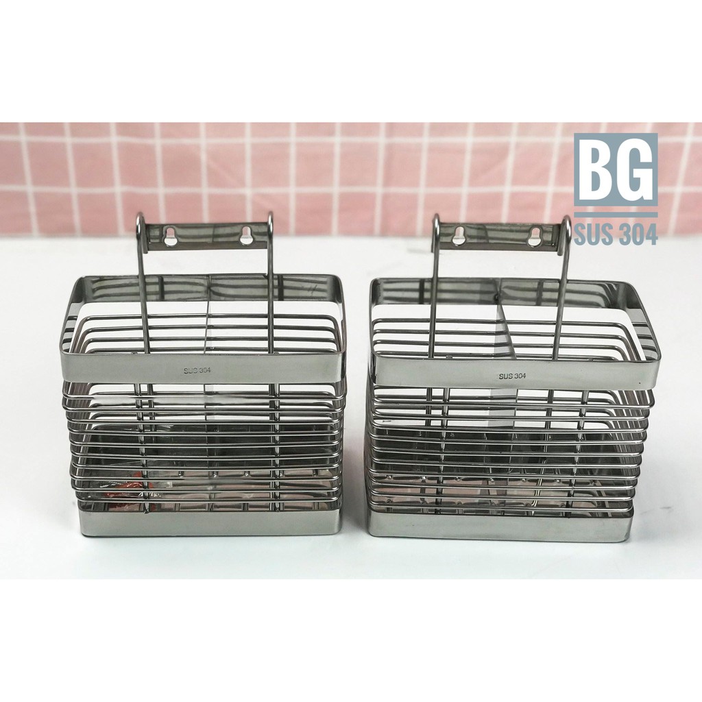 Ống đựng Đũa Thìa Và Phụ Kiện Nhà Bếp 2 Ngăn Inox 304 Cao Cấp Chống Gỉ Sét