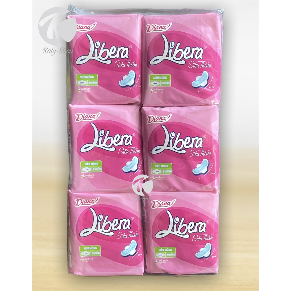 Combo 6 Gói Băng Vệ Sinh Diana Libera Siêu Mỏng Có Cánh ( 8 miếng )