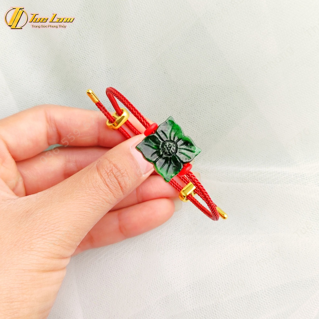 Vòng tay may mắn tài lộc charm hoa mai tứ quý sơn thủy màu xanh lá hợp mệnh mộc hỏa - Tuệ Lâm