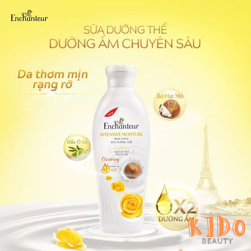 Sữa Dưỡng Thể Enchanteur Intensive Moisture Body Lotion dưỡng ẩm bơ hạt mỡ ô liu 200g