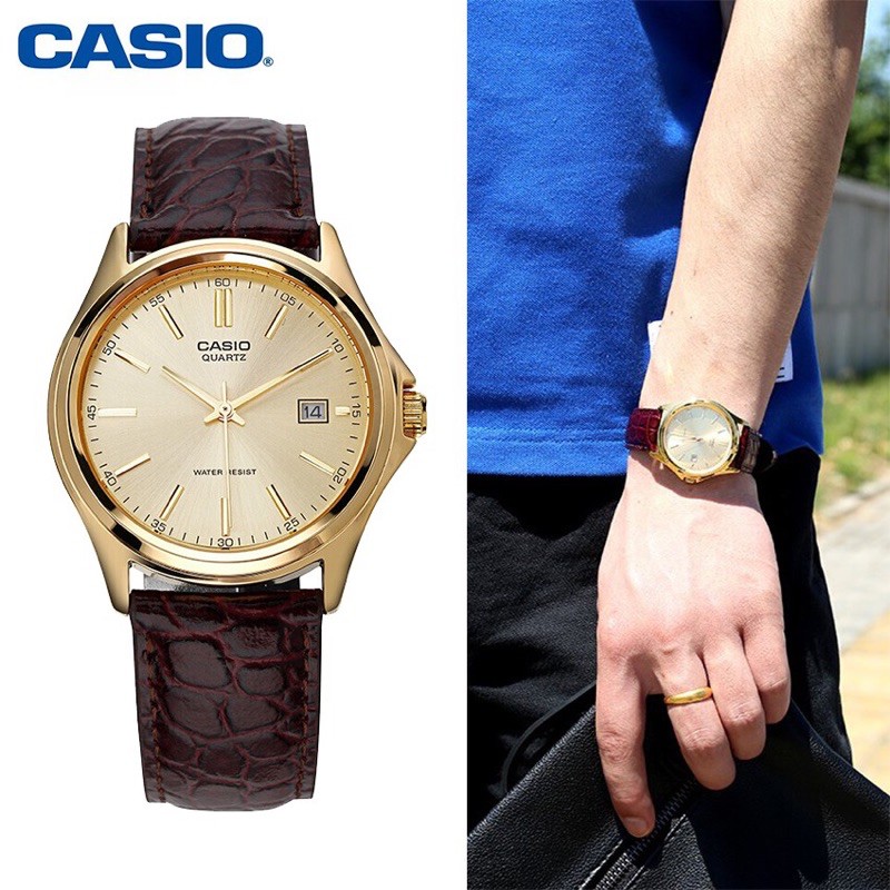 Đồng hồ đôi nam nữ dây da Casio Anh Khuê MTP/LTP 1183Q-9A