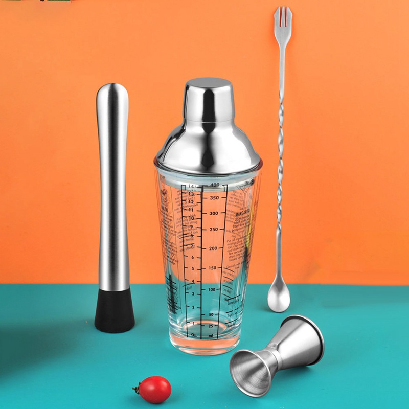 Bộ Cốc Lắc Pha Chế Rượu Cocktail Trong Suốt Có Thang Đo Tiện Lợi Dành Cho Bartender