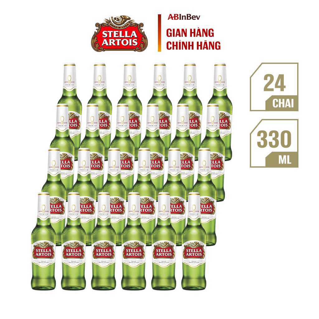 Thùng 24 Chai Stella Artois - Bia Nhập Khẩu (330 ml/ chai)