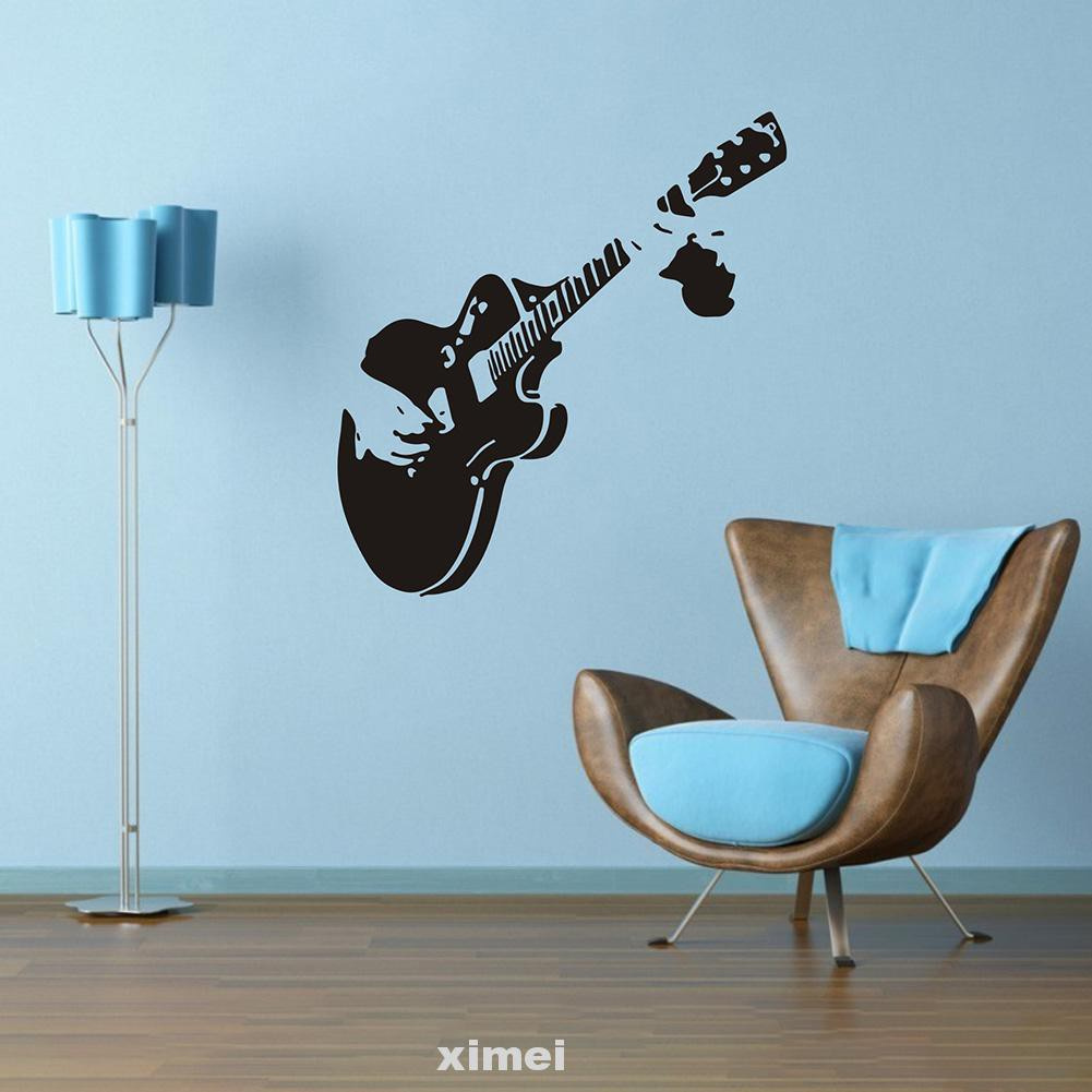 Removable Living Room Bedroom Background Modern Cupboard Music Guitar Home Decor Wall Sticker