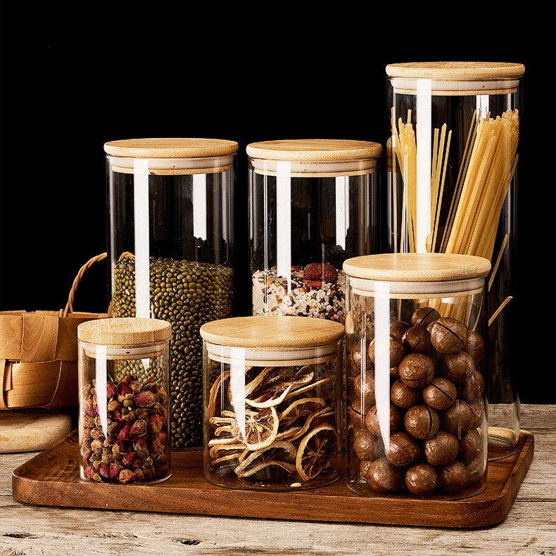 [VIDEO THẬT] Hũ tròn, Bình Thuỷ Tinh Nắp Gỗ, Lọ Đựng Gia Vị, Đồ Khô Kín Nước, Chống Ẩm, Dung Tích 260 - 1200ml | BigBuy360 - bigbuy360.vn