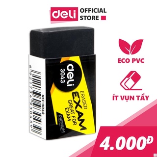 Gôm tẩy 2b deli, 40×22×12mm, đen - 1 viên - e3043 - deli