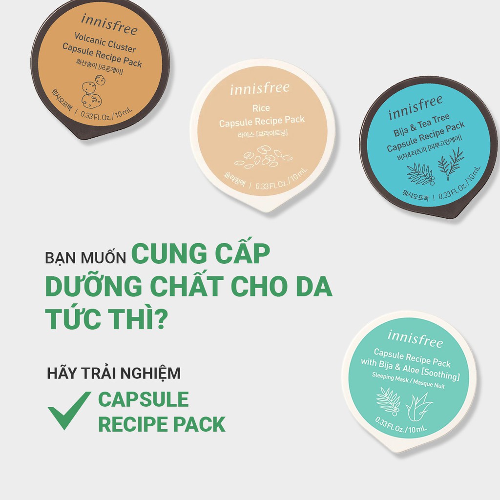 [Mã COSIF05 giảm 10% đơn 400K] Mặt nạ rửa dạng hủ từ đậu đỏ innisfree Capsule Recipe Pack Redbean 10ml