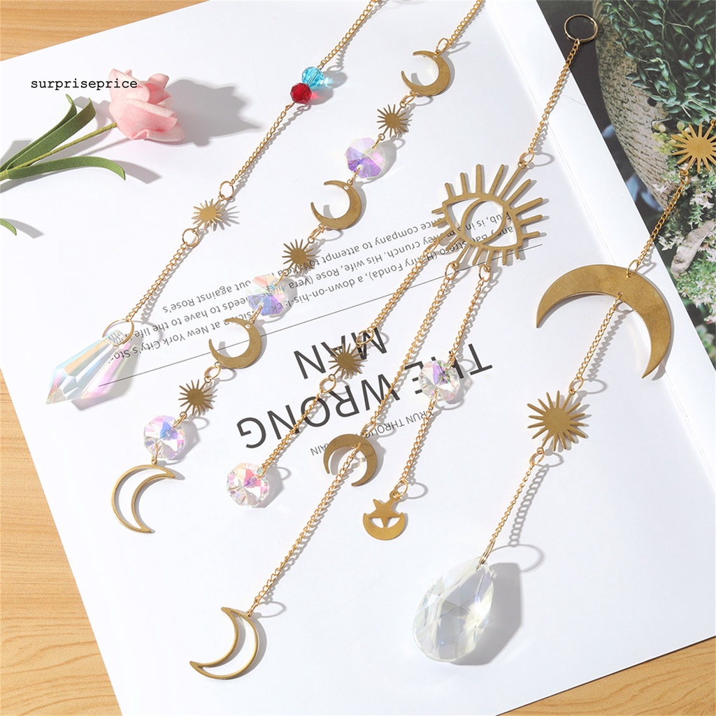 Chuông Gió Hình Ngôi Sao/Mặt Trăng/Mặt Trời Bằng Pha Lê Giả Kim Loại Chống Vỡ Trang Trí Nhà Cửa