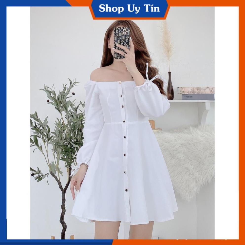 Đầm Trễ Vai Tay Phồng  Váy Body Bẹt hở vai trắng đi dự tiệc cưới công sở thiết kế sang chảnh xinh dài tay VD049 | BigBuy360 - bigbuy360.vn