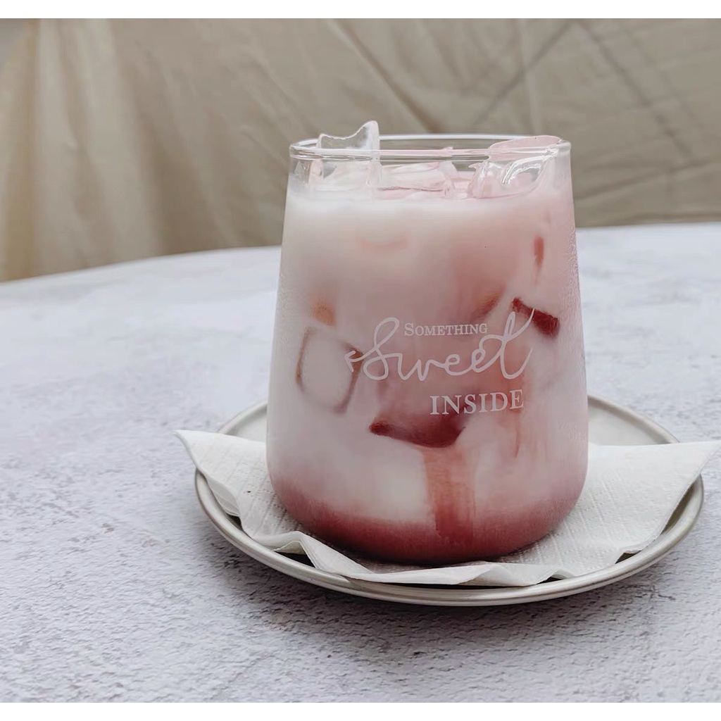 Ly thủy tinh dễ thương uống sinh tố Sweet phong cách Hàn Quốc Cốc thủy tinh cao cấp chịu nhiệt trong suốt giá rẻ Minhome