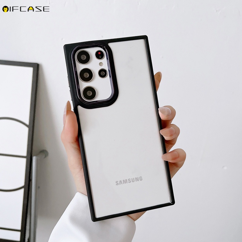 Ốp Điện Thoại Acrylic Trong Suốt Mạ Viền Sang Trọng Cho Samsung Galaxy S22 Plus Ultra S22+ S21 FE A22 4G 5G M12 F12