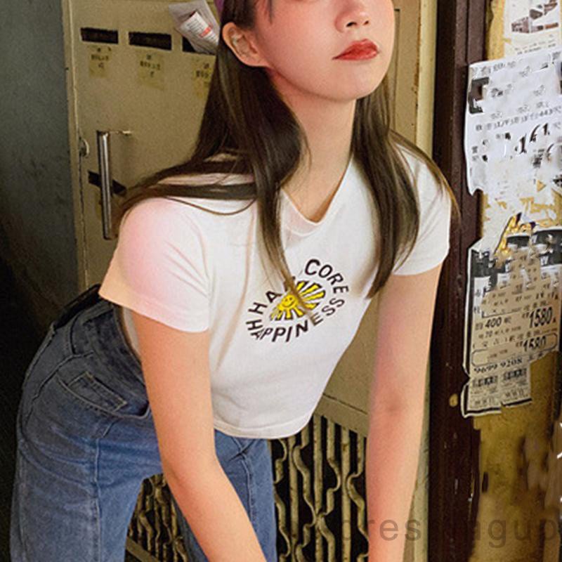 Áo Thun Ngắn Tay Cổ Tròn In Chữ Hợp Thời Trang Dành Cho Nữ