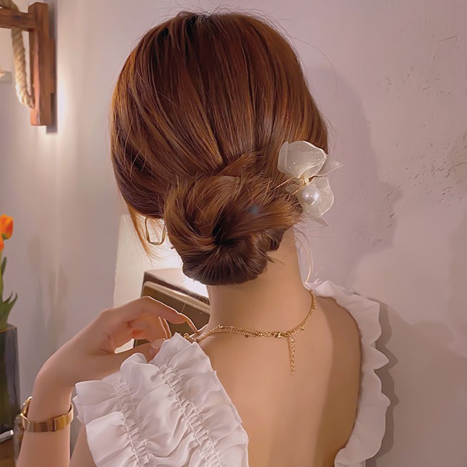 Kẹp tóc đính nơ ren kiểu hàn quốc xinh xắn cho nữ