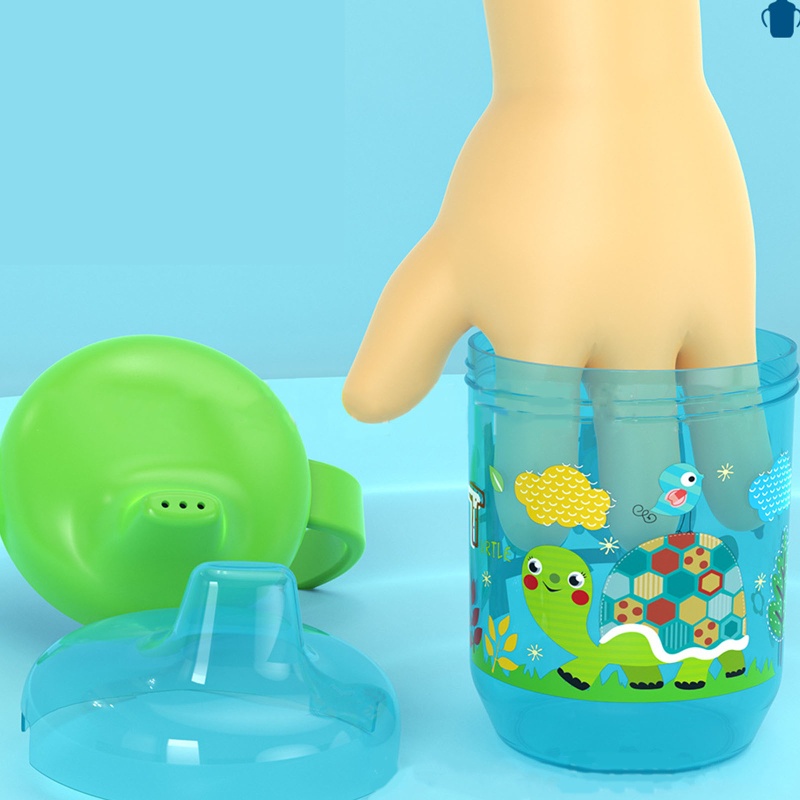 Cốc Uống Nước Có Tay Cầm Và Nắp Đậy Phong Cách Hoạt Hình Dễ Thương Cho Bé