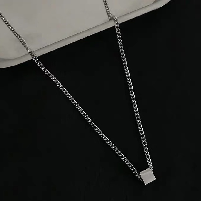 Vòng Cổ Unisex Basic Square Chain Thời Trang Unisex Hình Khối Vuông Merin Accessories Màu Bạc Chất Liệu Inox Không Gỉ