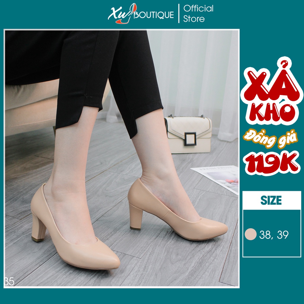 (XẢ HÀNG) Giày Cao Gót Nữ Mũi Nhọn Dáng Công Sở Đế Trụ Cao 7CM  - Chất Da Mờ Đẹp Êm Chân HK134/HK135
