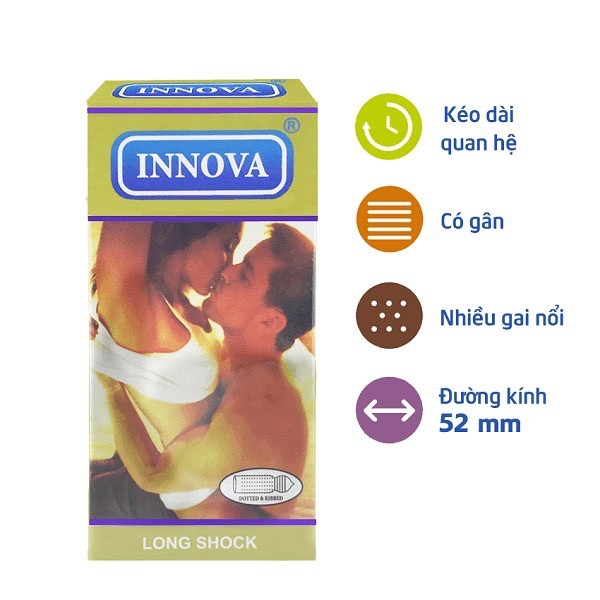 Bao Cao Su Gân Gai Chống Xuất Tinh Sớm INNOVA Vàng (Hộp 12 chiếc)