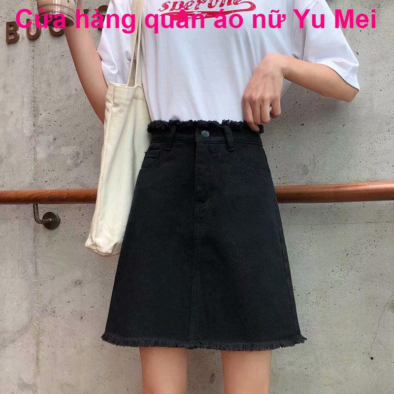 Thời trang mớiSummer big yards jeans skirts the new fat 2020 mm short skirt show thin package since waist hip a word la