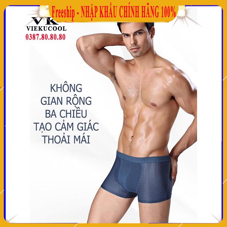[BÁN LỖ XIN ĐÁNH GIÁ] Hộp 4 quần sịp nam đùi thun lạnh/ Quần lót nam cao cấp boxer co giãn thông hơi VK Viekucool