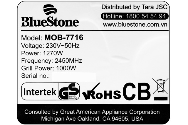 Đĩa lò vi sóng BlueStone MOB-7716 (20 lít)