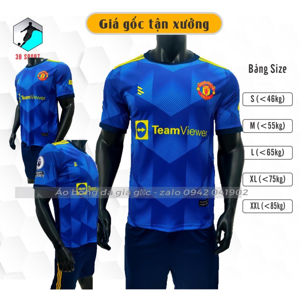 Bộ quần áo bóng đá CLB Manchester United MU xanh thun lạnh sân khách *