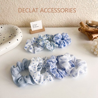 Chun cột tóc nữ họa tiết dễ thương/ Scrunchies màu xanh da trời/ Dây cột tóc Declat