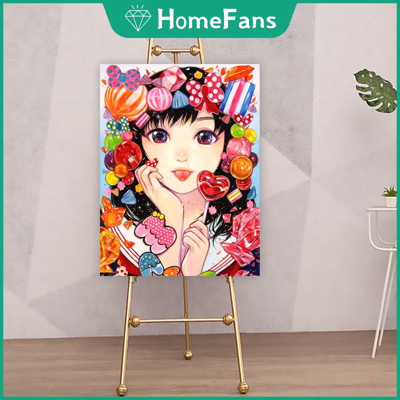 Bộ Tranh Sơn Dầu Diy Hình Cô Gái Dễ Thương, Kích Thước 40x50cm