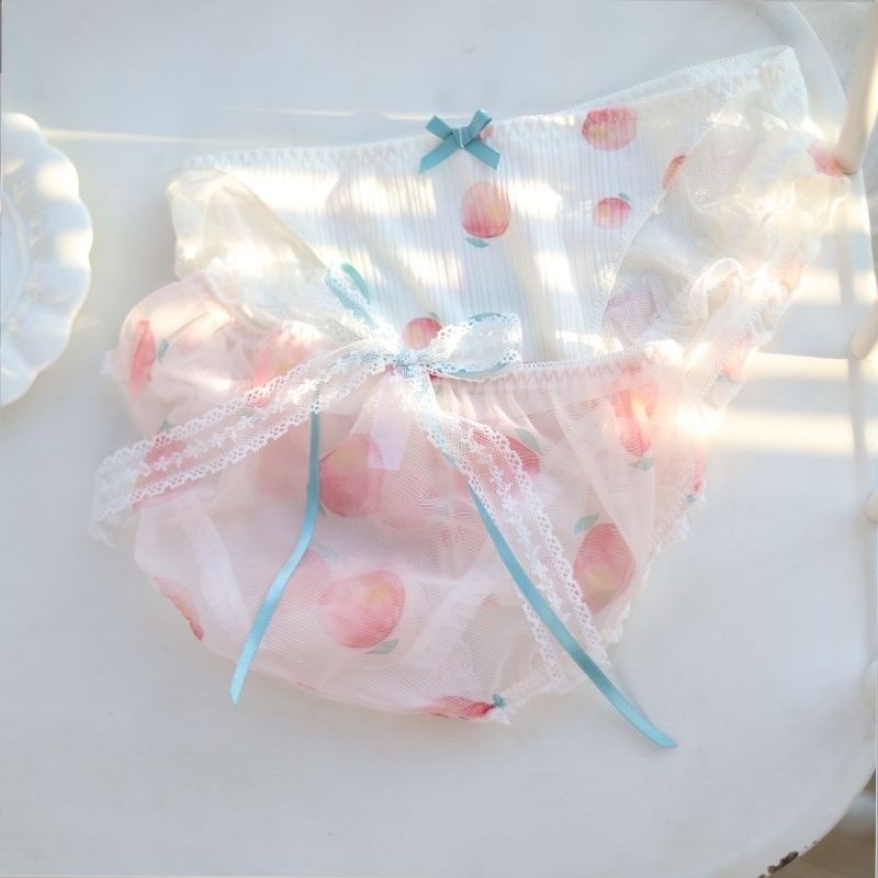 Quần lót vải Cotton phối ren kiểu Nhật Bản thiết kế dễ thương cho nữ