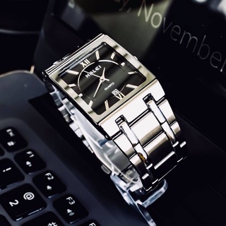 Đồng Hồ Nam HALEI 6688 Bạc Mặt Vuông Có Lịch