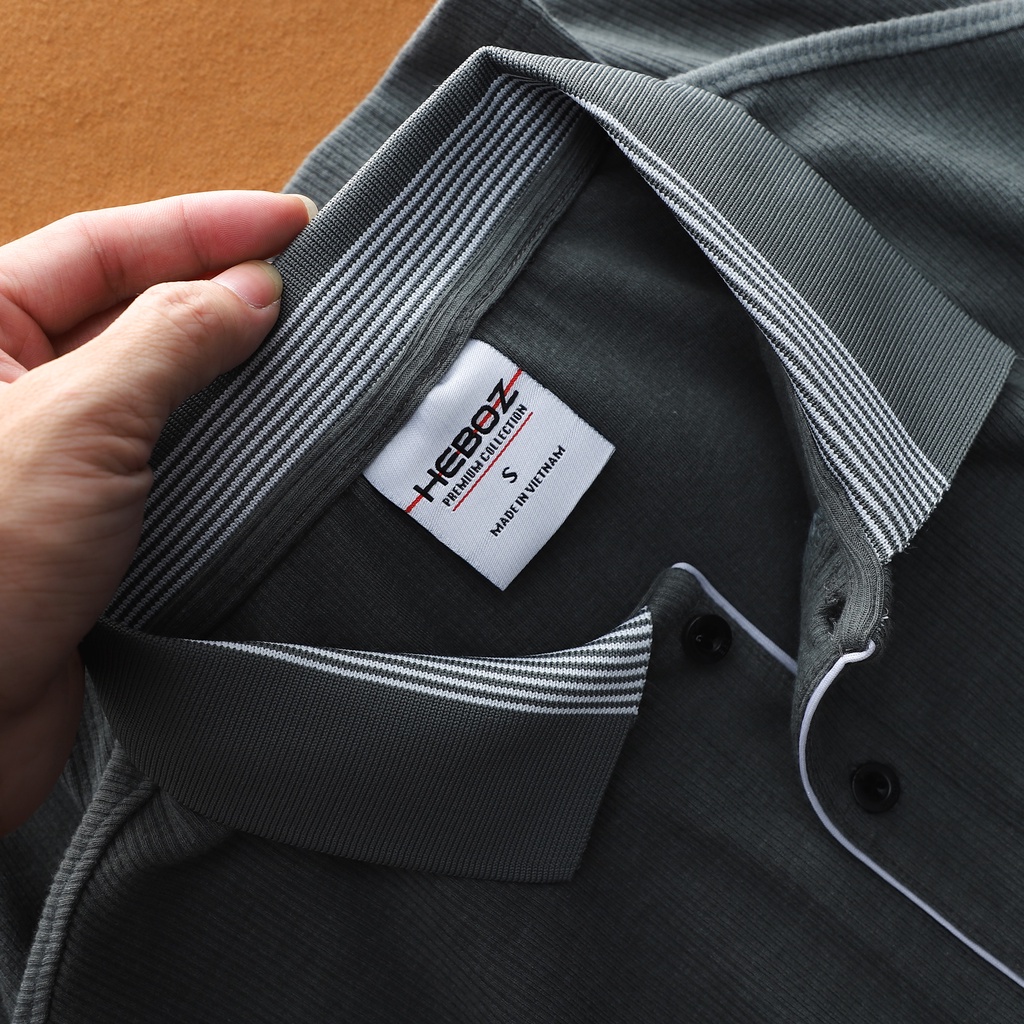 Áo polo nam sợi dệt Heboz 4M, chất cotton gân lạnh co dãn tốt, thoáng khí thấm hút tốt - 00001166