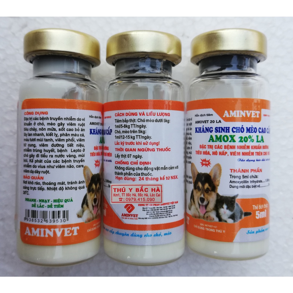 1 lọ AMOVET 20 LA 5ml Sản phẩm cao cấp dùng tốt cho chó, mèo