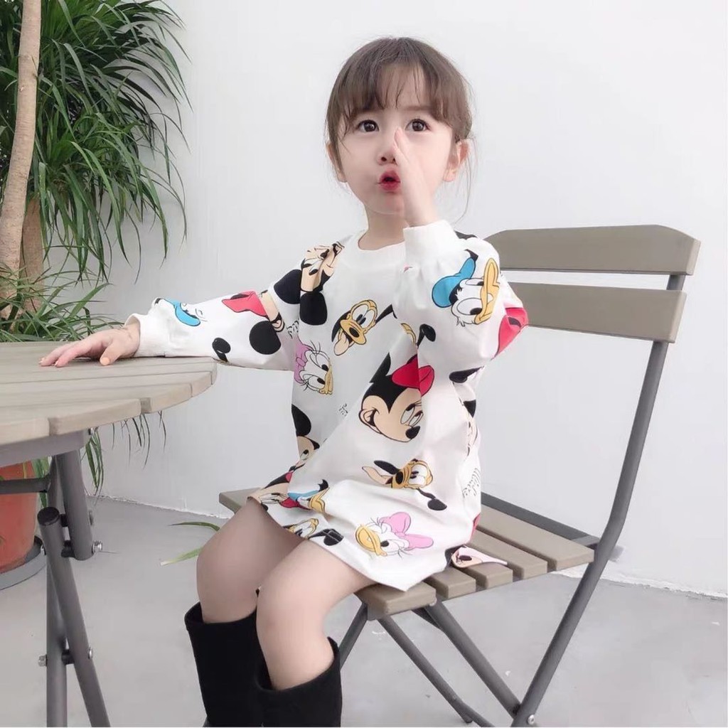 Girls  dresses, short-sleeved T-shirts, cartoon summer Korean style, skirts, middle and small children, western sweater skirts
