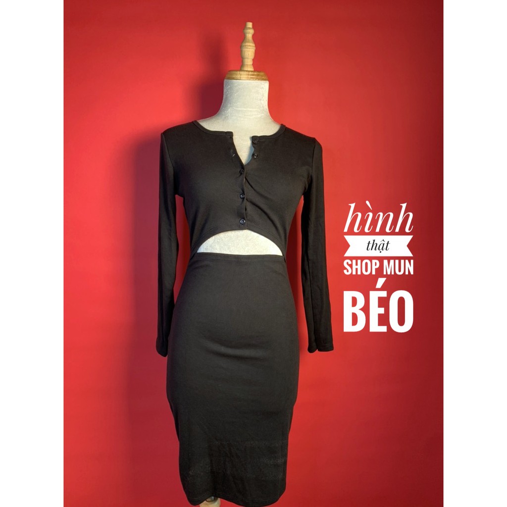 [MẪU MỚI] Đầm Body Tay Dài Khoét Eo Cúc Ngực Cài Thích Hợp Mặc Đi Tiệc Đi Làm Đi Chơi | BigBuy360 - bigbuy360.vn